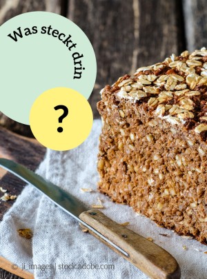 Angeschnittenes Brot mit Frage "Was steckt drin?"
