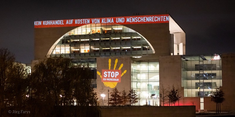 Forderung „Stop EU-Mercosur” am Kanzleramt