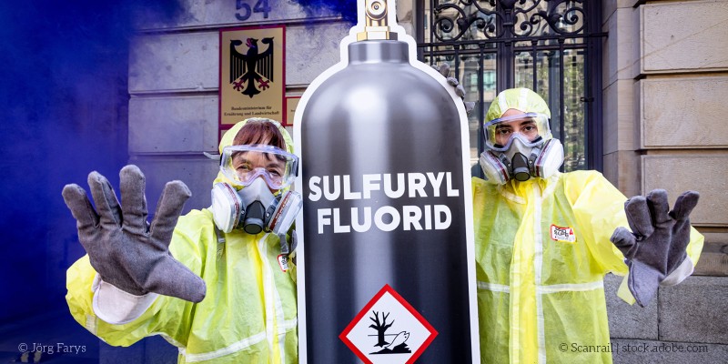 Aktion zum Thema SF-Gas vor dem BMEL